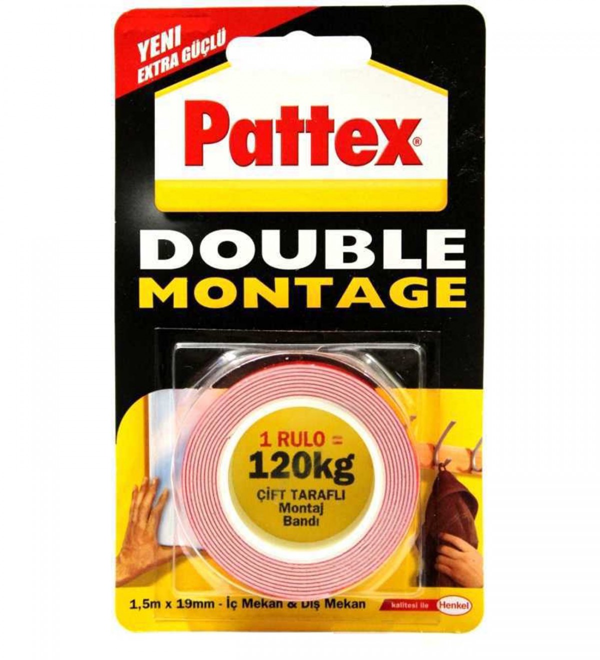 PATTEX  DOUBLE MONTAGE 120 KG 19MM*1,5M 